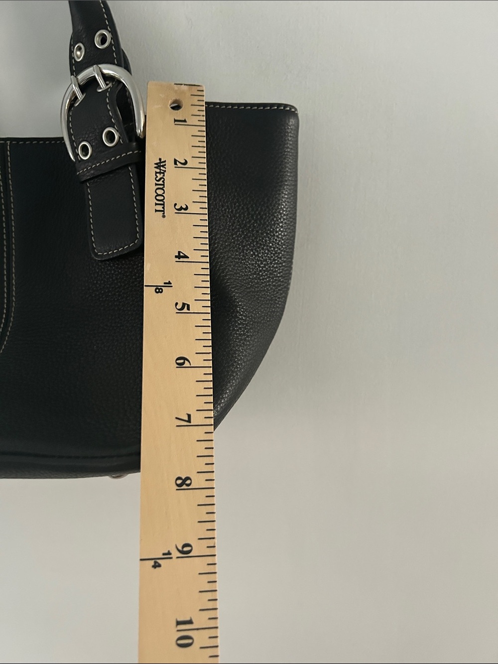 Tignanello Y2K Black Leather Shoulder Bag with Large Silver Buckles - Picture 8 of 13